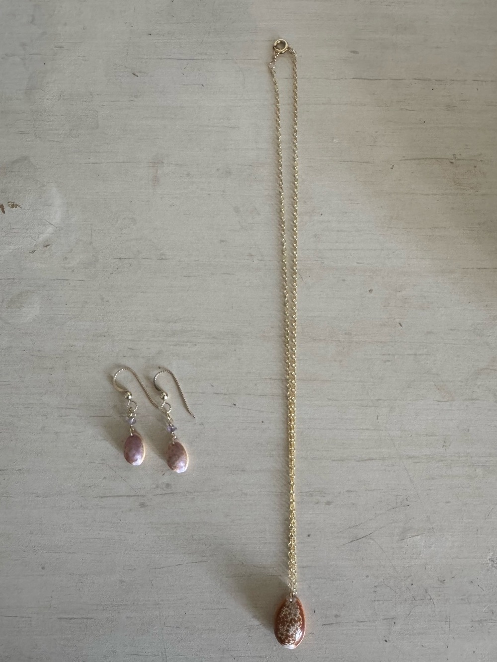 Gold filled cowrie shell jewelry set
